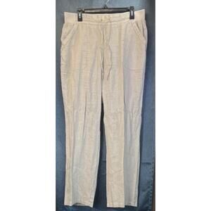Ellen Tracy Womens L Cream 100% Linen Elastic Waist Pockets Office Wear/Summer